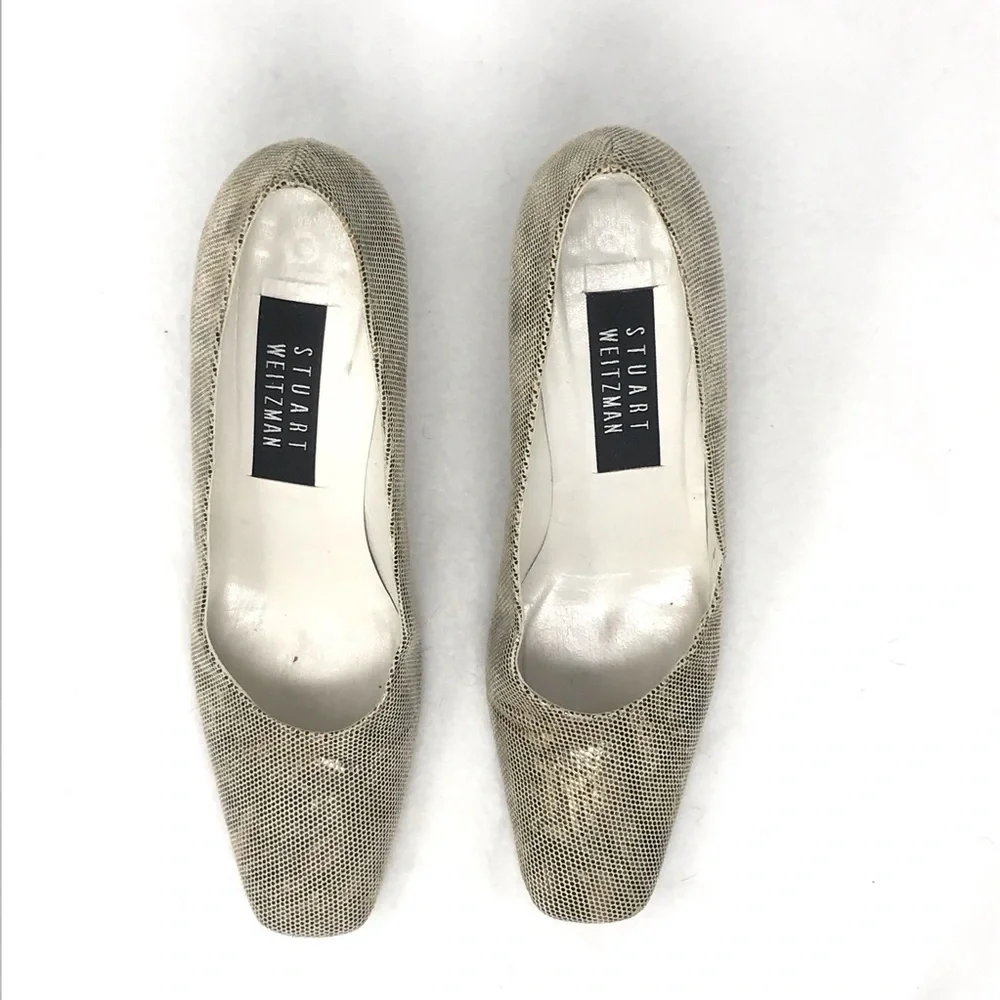 Stuart Weitzman Mid Heel Leather Slip On Pump Size 7 - Picture 8 of 8
